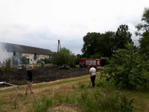 Pożar w byłym PGR'ze w Łubiu