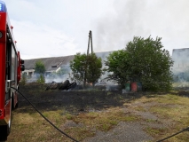 Pożar w byłym PGR'ze w Łubiu