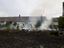 Pożar w byłym PGR'ze w Łubiu